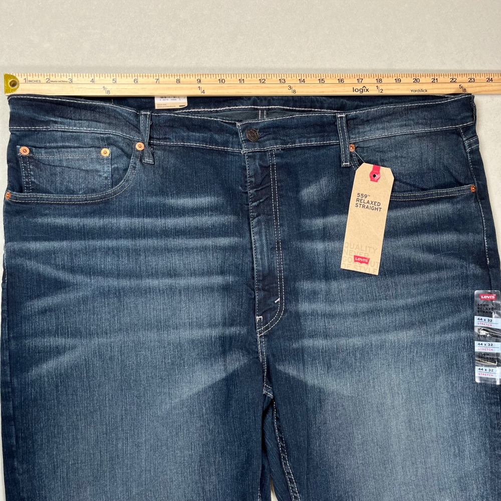 New Levi's 559 Relaxed Straight Jeans Mens 44x32 Blue Stretch Denim Casual NWT - Picture 6 of 11